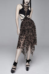 Robe en maille sexy sans manches à découpe semi-transparente Steampunk pour femmes